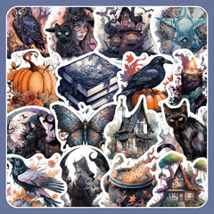 50pcs Realistic Witch Stickers Dark Magic Halloween Decoration Sticker
