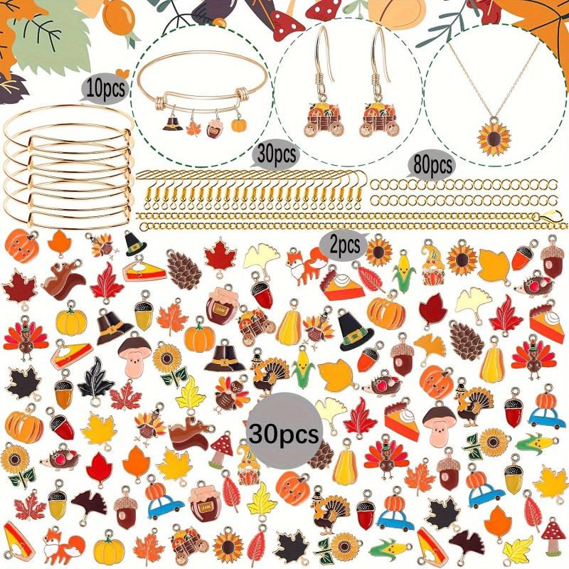 Autumn Alloy Pumpkin Maple Leaf Pendant DIY Jewelry Crafts