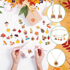 Autumn Alloy Pumpkin Maple Leaf Pendant DIY Jewelry Crafts