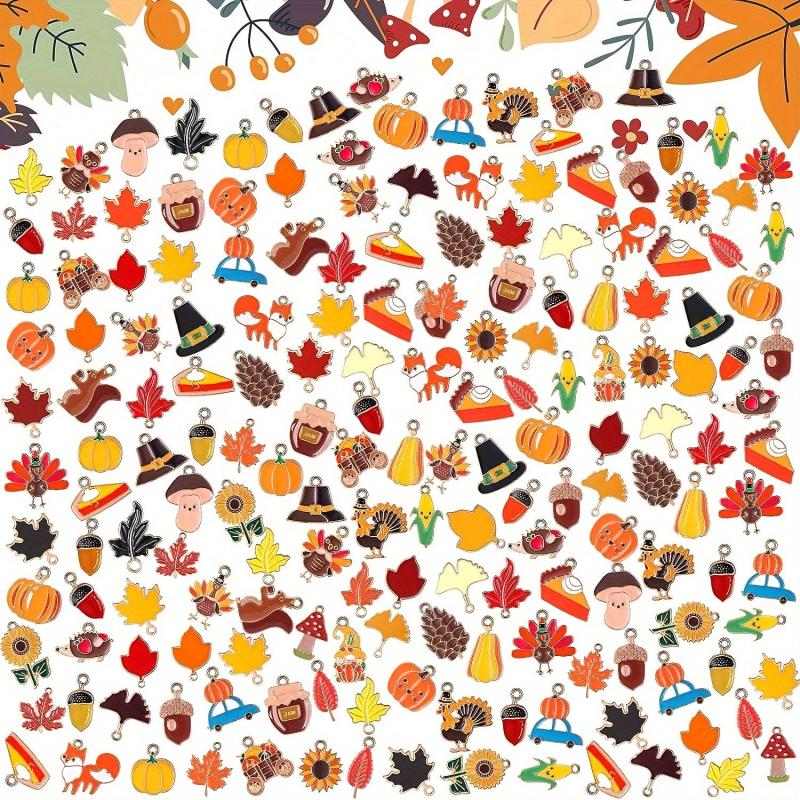 Autumn Alloy Pumpkin Maple Leaf Pendant DIY Jewelry Crafts