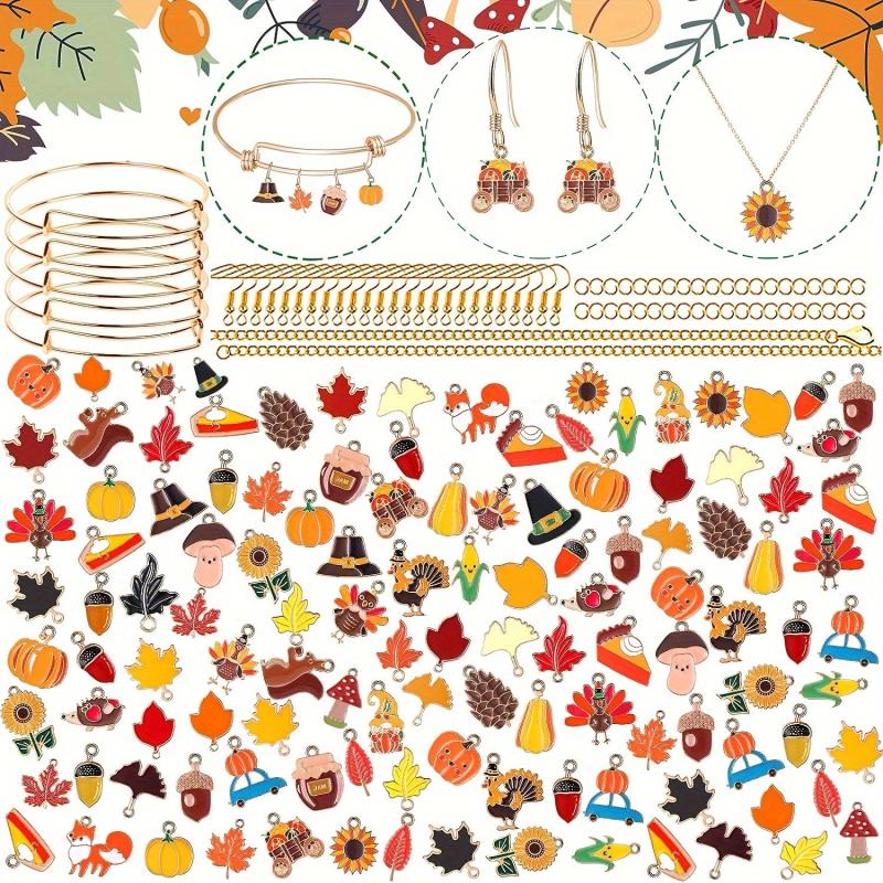 Autumn Alloy Pumpkin Maple Leaf Pendant DIY Jewelry Crafts