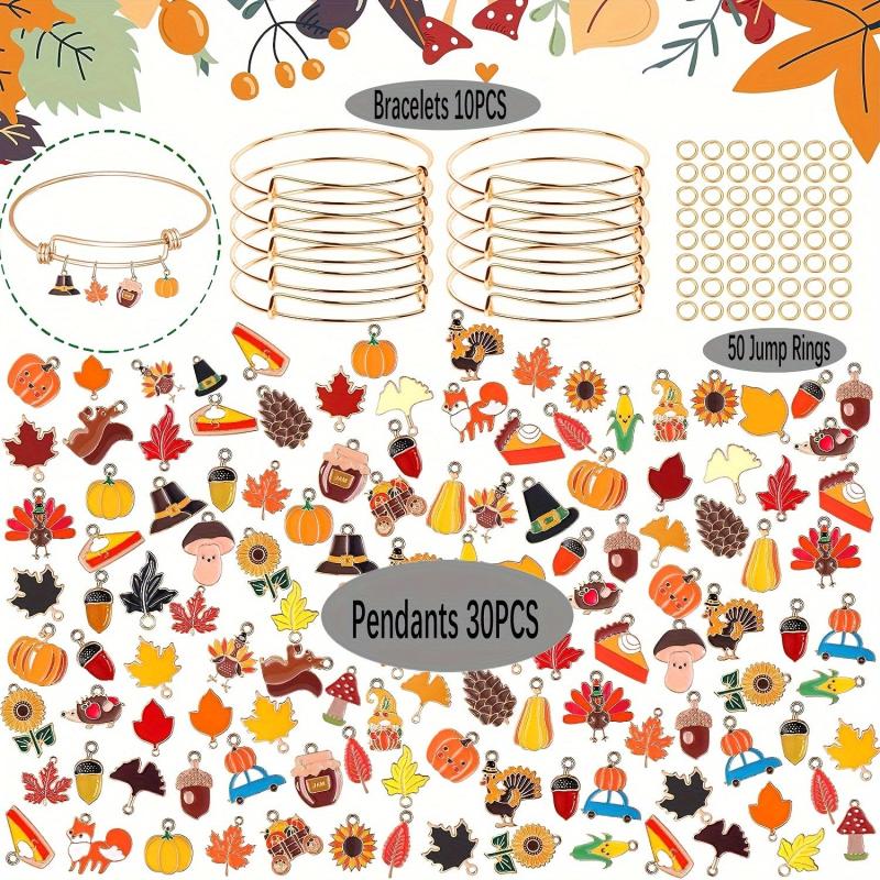 Autumn Alloy Pumpkin Maple Leaf Pendant DIY Jewelry Crafts