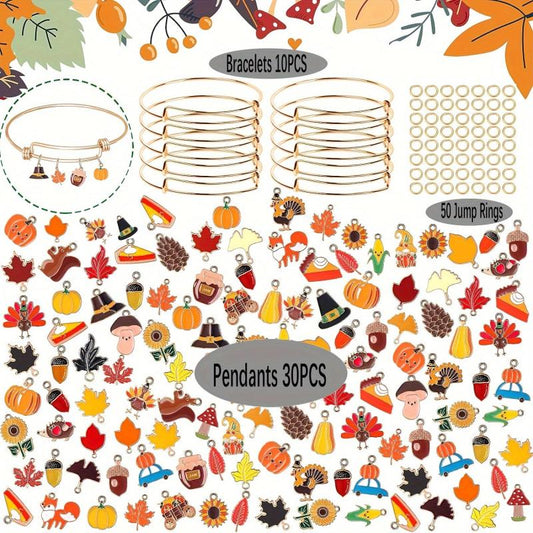 Autumn Alloy Pumpkin Maple Leaf Pendant DIY Jewelry Crafts
