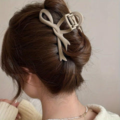 4pcs Large Hair Grip Ribbon Bow Matte Hair Clip Women Girls Daily Party Outdoor