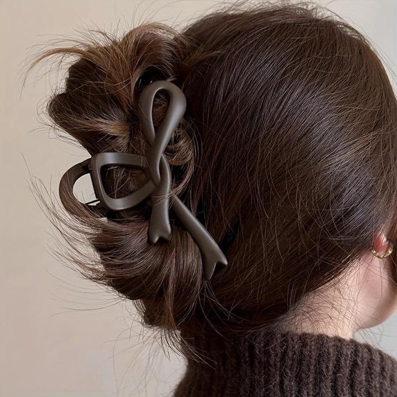 4pcs Large Hair Grip Ribbon Bow Matte Hair Clip Women Girls Daily Party Outdoor