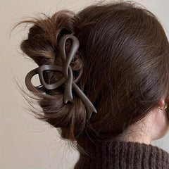 4pcs Large Hair Grip Ribbon Bow Matte Hair Clip Women Girls Daily Party Outdoor