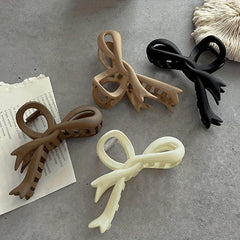 4pcs Large Hair Grip Ribbon Bow Matte Hair Clip Women Girls Daily Party Outdoor