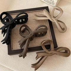 4pcs Large Hair Grip Ribbon Bow Matte Hair Clip Women Girls Daily Party Outdoor