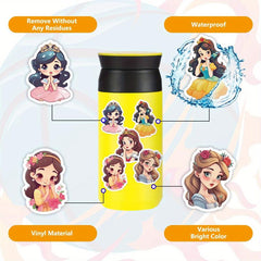 50pcs Cartoon Princess Dress Stickers for Laptop Skateboard Party Gift