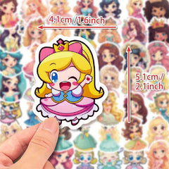50pcs Cartoon Princess Dress Stickers for Laptop Skateboard Party Gift
