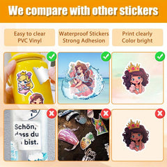 50pcs Cartoon Princess Dress Stickers for Laptop Skateboard Party Gift