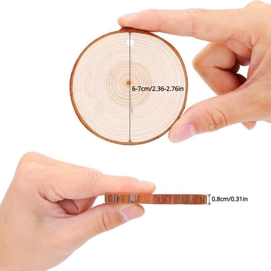 30pcs Natural Wood Chips DIY Round, Home Wall Decoration Props, Christmas Decor