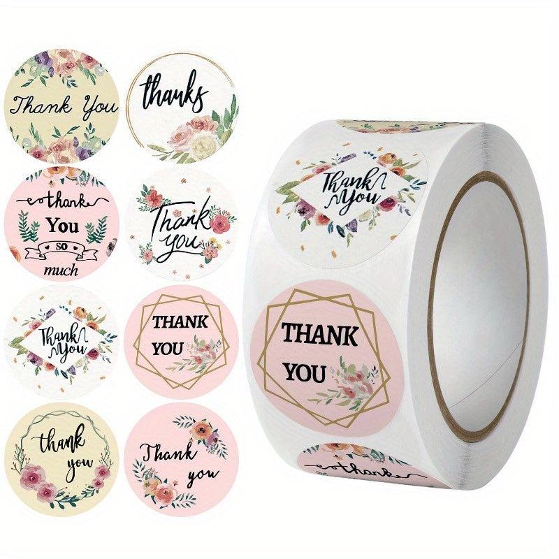 500pcs Cartoon Thank You Stickers Floral Sealing Wedding Birthday Decoration