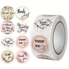 500pcs Cartoon Thank You Stickers Floral Sealing Wedding Birthday Decoration