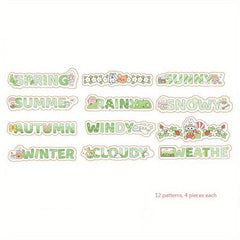 48pcs Cute Cartoon PET Waterproof Stickers for Girls DIY Projects Scrapbooks