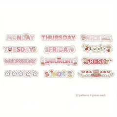 48pcs Cute Cartoon PET Waterproof Stickers for Girls DIY Projects Scrapbooks