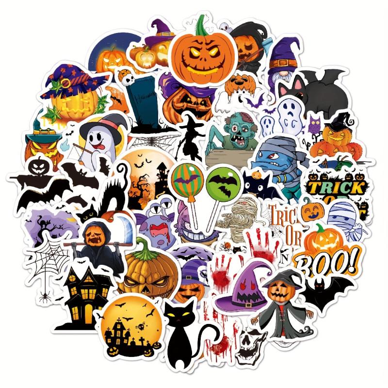 100pcs Halloween Pumpkin Stickers - Cartoon Graffiti Decoration Stickers