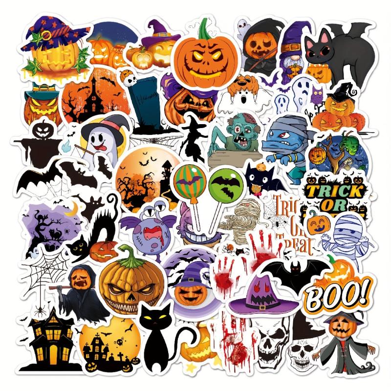100pcs Halloween Pumpkin Stickers - Cartoon Graffiti Decoration Stickers