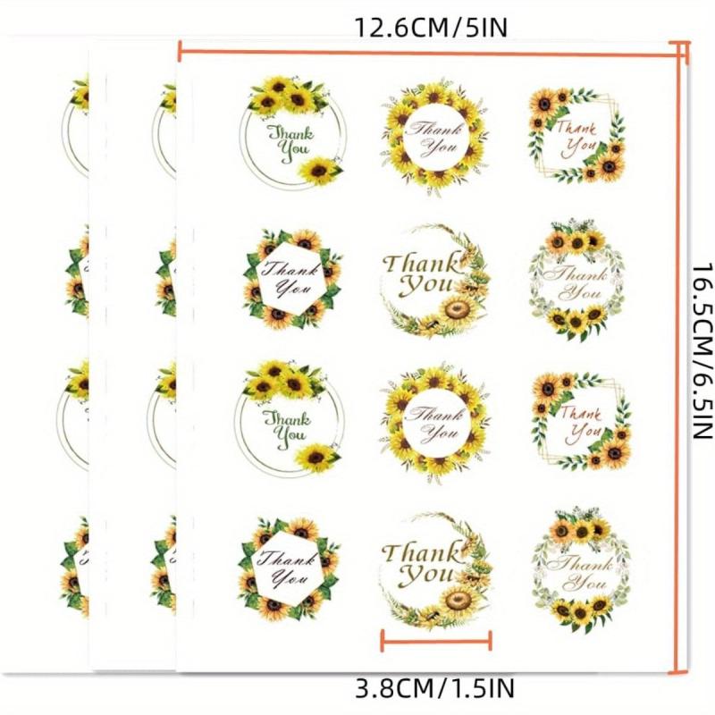 300pcs Sunflower Thank You Stickers for Gift Wrap Bag