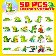 50pcs Cartoon Crocodile Stickers Graffiti Decoration Laptop Skateboard