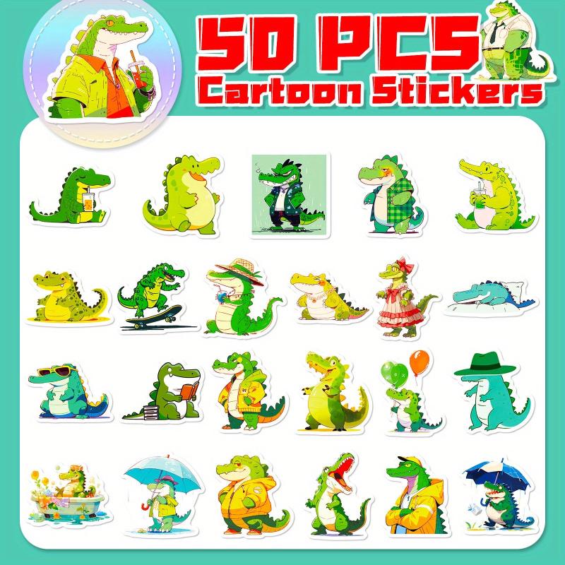 50pcs Cartoon Crocodile Stickers Graffiti Decoration Laptop Skateboard