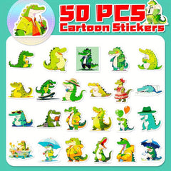 50pcs Cartoon Crocodile Stickers Graffiti Decoration Laptop Skateboard