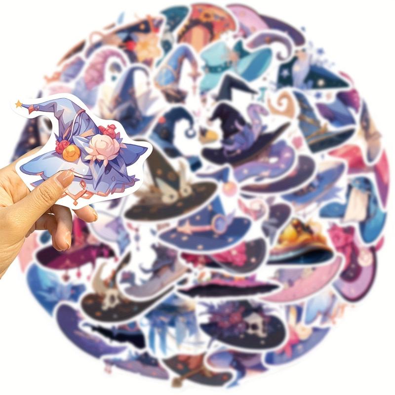 50pcs Magic Hat Stickers For Christmas Halloween Year Anime Retro Series