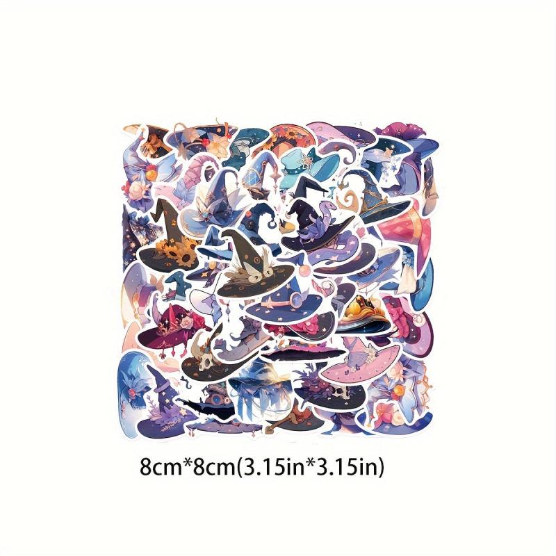 50pcs Magic Hat Stickers For Christmas Halloween Year Anime Retro Series