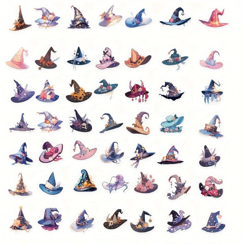 50pcs Magic Hat Stickers For Christmas Halloween Year Anime Retro Series