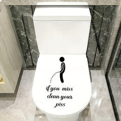 2pcs English Toilet Stickers for Villain Toilet Door Seats Bathroom Decor
