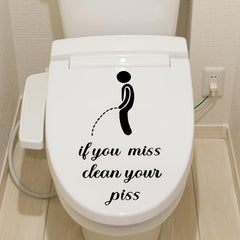 2pcs English Toilet Stickers for Villain Toilet Door Seats Bathroom Decor