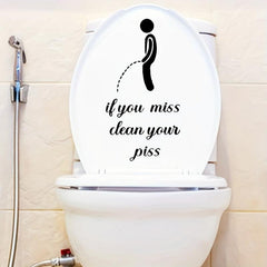2pcs English Toilet Stickers for Villain Toilet Door Seats Bathroom Decor