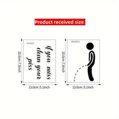 2pcs English Toilet Stickers for Villain Toilet Door Seats Bathroom Decor
