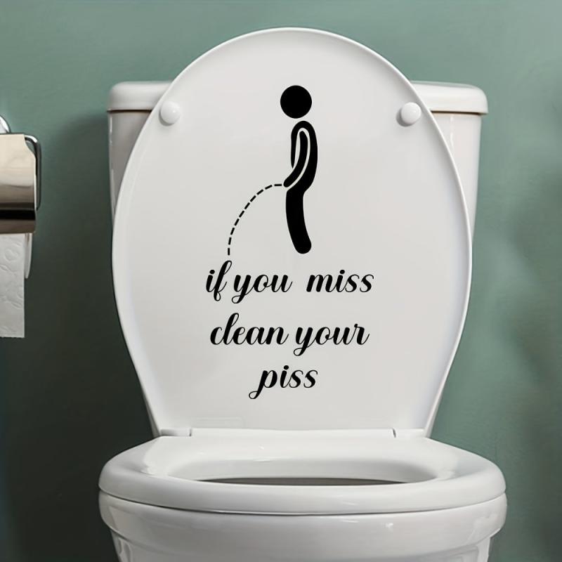 2pcs English Toilet Stickers for Villain Toilet Door Seats Bathroom Decor