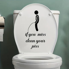2pcs English Toilet Stickers for Villain Toilet Door Seats Bathroom Decor
