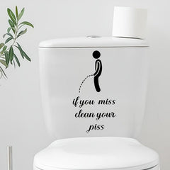 2pcs English Toilet Stickers for Villain Toilet Door Seats Bathroom Decor