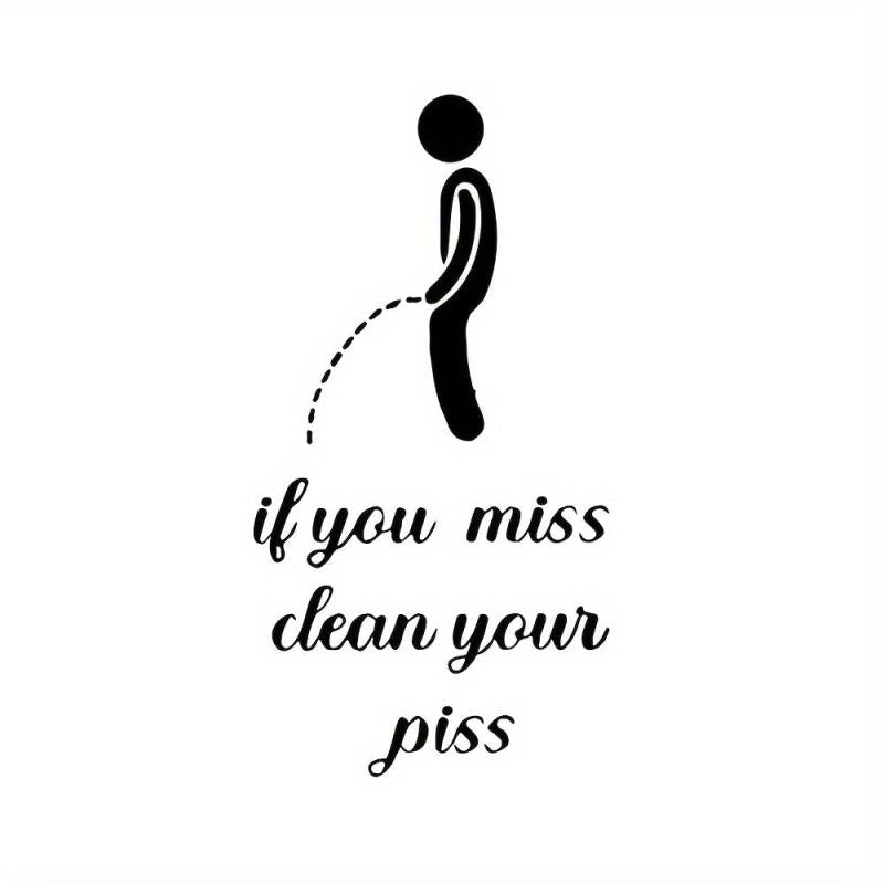 2pcs English Toilet Stickers for Villain Toilet Door Seats Bathroom Decor