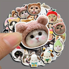 50pcs Cat Head Waterproof Vinyl Stickers For Water Bottle Laptops Phone