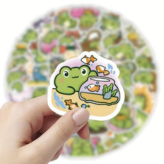 60pcs Frog Cartoon Vinyl Waterproof Stickers Laptop Guitar