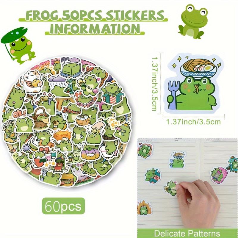 60pcs Frog Cartoon Vinyl Waterproof Stickers Laptop Guitar