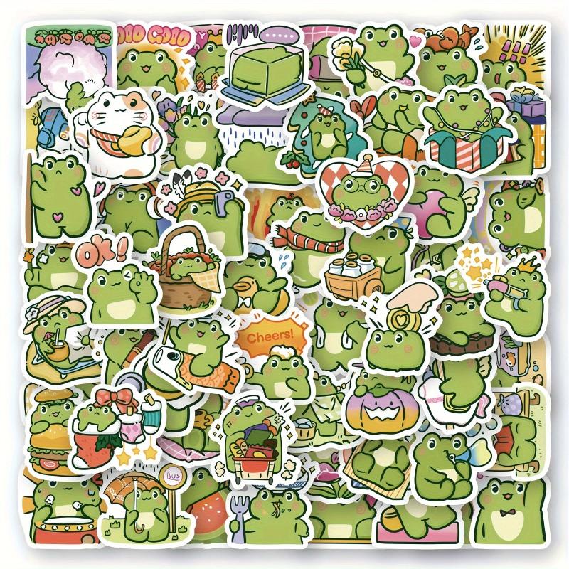 60pcs Frog Cartoon Vinyl Waterproof Stickers Laptop Guitar