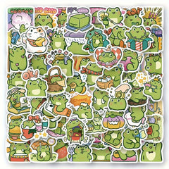 60pcs Frog Cartoon Vinyl Waterproof Stickers Laptop Guitar