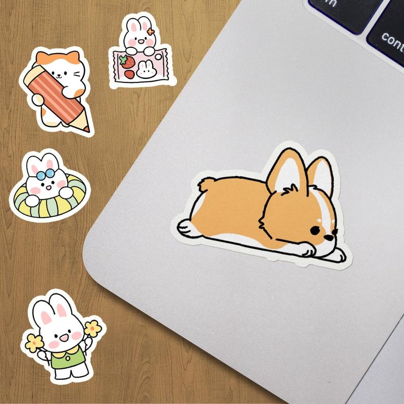 50pcs Waterproof Animal Expression Stickers for Phone Case Computer Skateboard