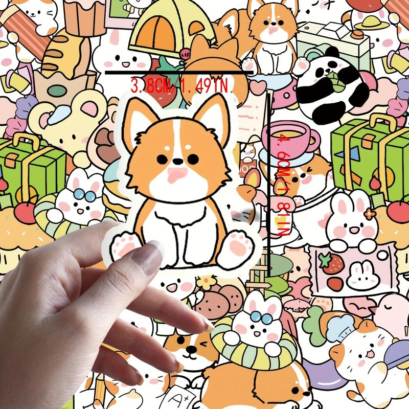50pcs Waterproof Animal Expression Stickers for Phone Case Computer Skateboard