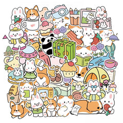 50pcs Waterproof Animal Expression Stickers for Phone Case Computer Skateboard