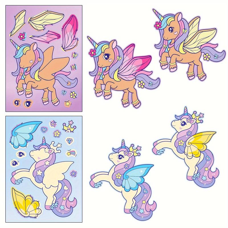 6pcs Face Changing Stickers Puzzle DIY Rainbow Horse Stickers