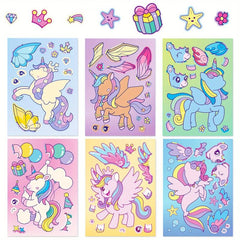6pcs Face Changing Stickers Puzzle DIY Rainbow Horse Stickers