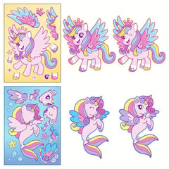 6pcs Face Changing Stickers Puzzle DIY Rainbow Horse Stickers