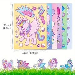 6pcs Face Changing Stickers Puzzle DIY Rainbow Horse Stickers