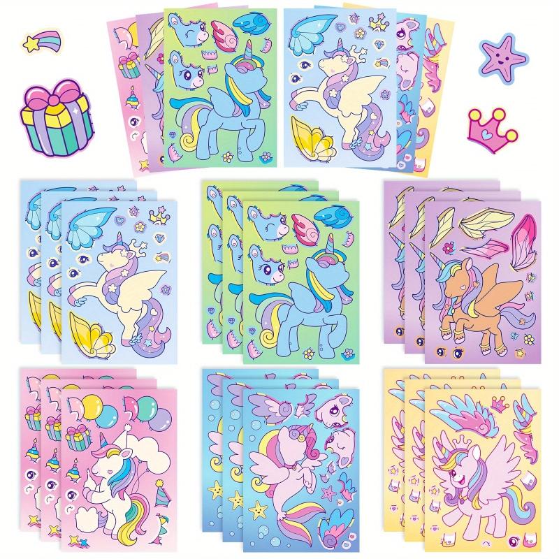 6pcs Face Changing Stickers Puzzle DIY Rainbow Horse Stickers